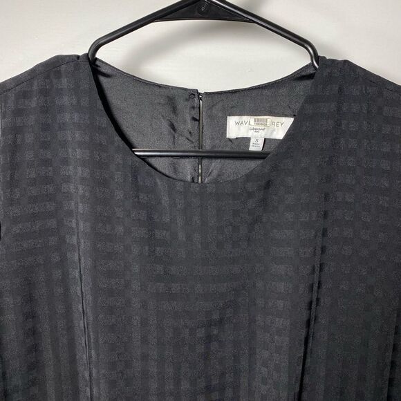 Waverly Grey | Sasha Check Pattern Drop Waist Blouson Mini Dress Black Sz Small - Picture 3 of 11